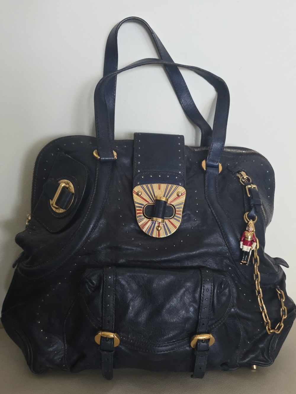 Alexander Mcqueen Vintage Rare Limited Edition Blue Leather Bag 2000's Era